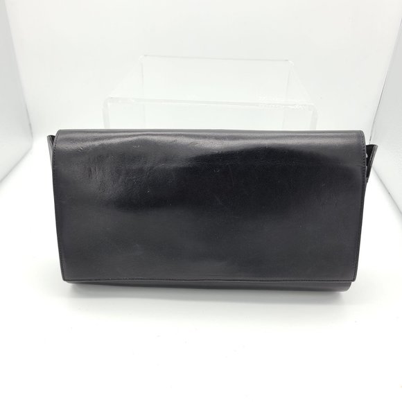 Charles Jourdan Vintage Black Leather Purse Clutch - Picture 10 of 10